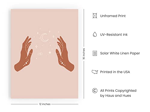 HAUS AND HUES Astrology Posters and Celestial Decor - Astrology Wall Decor and Spiritual Posters | Sun and Moon Wall Art Astrology Wall Decor | Boho Artworks Boho Posters and Prints UNFRAMED 12" x 16