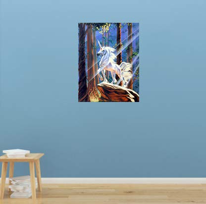 Light in the Forest Sue Dawe Unicorn Horse Wall Decor Art Print Poster (16x20)