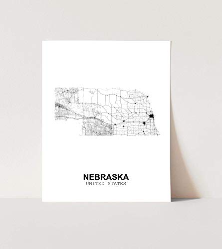 Eleville 8X10 Unframed Nebraska United States Country View Abstract Road Modern Map Art Print Poster Wall Office Home Decor Minimalist Line Art Hometown Housewarming wgn184