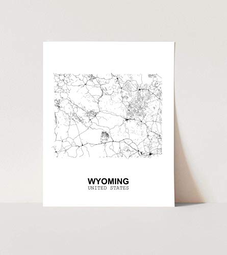 Eleville 11X14 Unframed Wyoming United States Country View Abstract Road Modern Map Art Print Poster Wall Office Home Decor Minimalist Line Art Hometown Housewarming wgn206