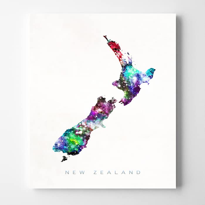 New Zealand Watercolor Map Wall Art Poster Home Decor Print Watercolour Artwork - Unframed