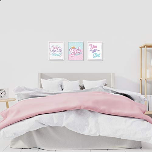 Brooke & Vine Girl Room Wall Decor Art Prints (UNFRAMED 8 x 10) Nursery Wall Decor, Inspirational Wall Art, Motivational Quotes Posters, Kids Tween Teen Room (Girl Power)