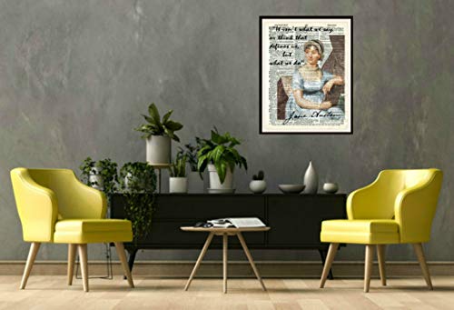Jane Austen Quote Art Print Poster on Ephemera Dictionary Page Reproduction Background Unframed (8 x 10")