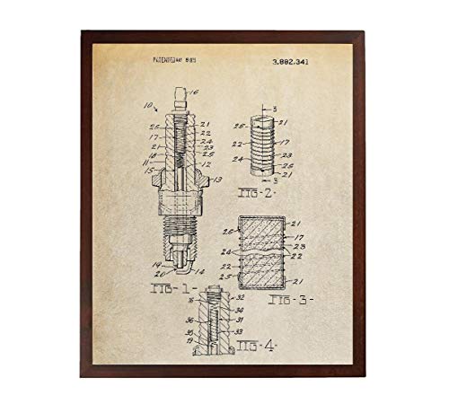 Turnip Designs Spark Plug Art Car Patent Prints Blueprint Art Automotive Decor Engine Art Auto Shop Poster TDP1113