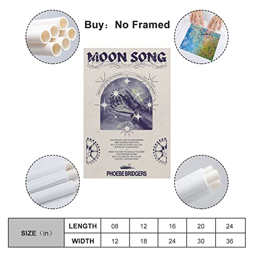 OGMAY Phoebe Bridgers Poster Moon Song Album Music Poster Canvas Art Poster BWU Modern Family Bedroom Decor Posters 12x18inch(30x45cm)