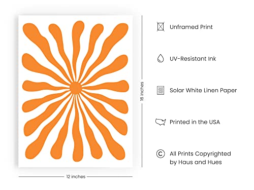 Haus and Hues Orange Pictures for Wall - Orange Poster Hippie Print Colorful Posters, Orange Picture Posters Trippy Abstract Art Wall Decor Sun Wall Art Aesthetic Posters for Bedroom (12x16, Unframed)