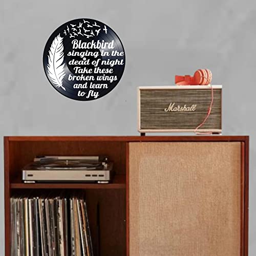 Blackbird Beatles Song Lyric Art on a REAL Vinyl Record - Music Wall Art Decor