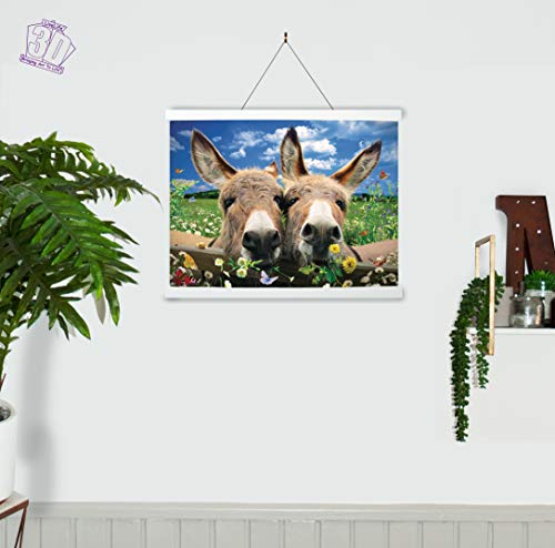 3D LiveLife Lenticular Wall Art Prints - Donkeys from Deluxebase. Unframed 3D Farm Poster. Perfect wall decor. Original artwork licensed from renowned artist, David Penfound