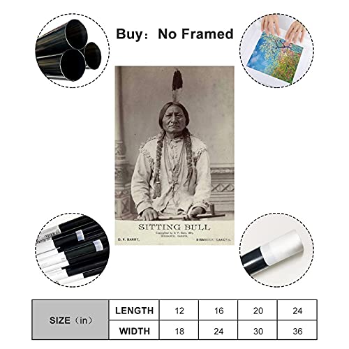 HYQHYX American Indian Culture,Sitting Bull Poster, Sitting Bull Print, Sioux Chief Poster Decoration Canvas Wall Art Living Room Poster Bedroom Painting Art 08x12inch(20x30cm)