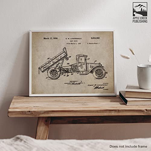 Dump Truck Patent Poster Art Print 11X14 Wall Decor Picture Vintage Construction Heavy Equipment