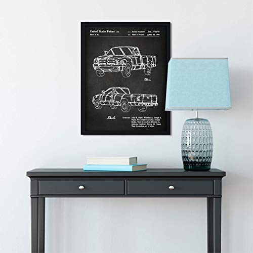 Andaz Press Chalkboard Patent Print Wall Art Decor Poster, 8.5x11-inch, Planes, Trains, Automobiles, Dodge Ram 1997 Patent 1 Poster, 1-Pack, Dodge Truck, Car Enthusiast, Truck Wall Art, Man Cave