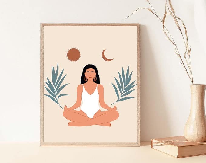 ShopHaven Yoga Wall Art - Meditation Picture Print- Relaxation Yoga Boho Poster Art Decor - 11x14 - Unframed - Decor for Home, Bedroom, Dorm, Gift