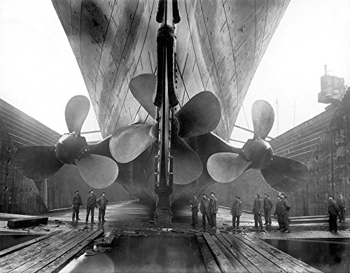 Posterazzi Vintage maritime history photo of the RMS Titanic_s propellers as the mighty ship sits in dry dock. Poster Print, (8 x 10)