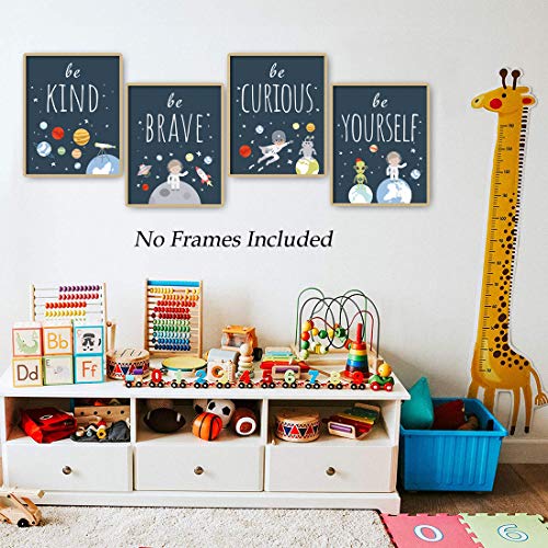 CHDITB Unframed Outer Space Room Decor, Inspirational Space Art Print, Set Of 4(8" x10" ) Space Wall Art For Boy Room Decorations, Kids Picture Planets Canvas Posters For Kids Bedroom Nursery Decor