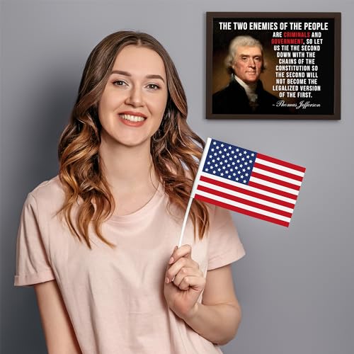 Thomas Jefferson Quotes Wall Art Print- Two Enemies of the People - Criminals & Government, This Political Wall Decor Poster Is Ideal For Home Decor, Military School, & Office Decor, Unframed - 10x8"