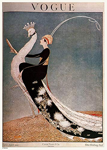onthewall Vintage Vogue Cover April 1918 Poster Art Print,White,30 x 40 cm