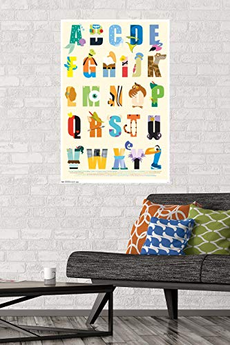 Trends International Disney Characters as the Alphabet Wall Poster, 22.375" x 34", Unframed Version