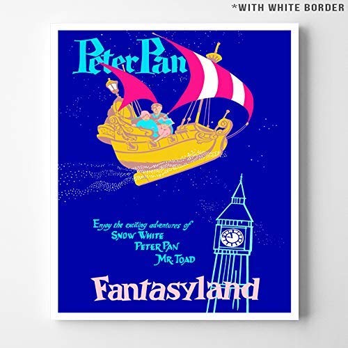 Disneyland Peter Pan Fantasyland Wall Art Poster Home Decor Print Vintage Artwork Reproduction - Unframed