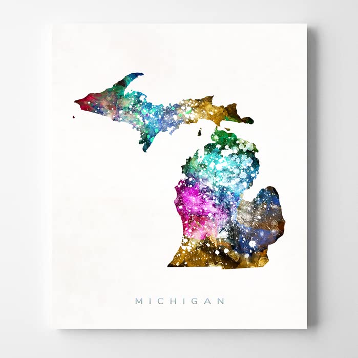 Michigan Watercolor Map Wall Art Poster Home Decor Print Watercolour Artwork - Unframed