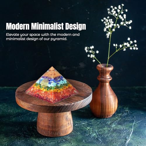 Glazzle Sipps Company Seven Chakra Orgone Real Crystal Pyramid, EMF Protection, Spiritual Energy Healing Stones, Mindfulness Crystal Pyramid, Holistic Wellness Tool for Chakra Healing