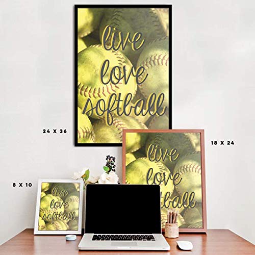 Inspired Posters - Live Love Softball Decorative Wall Art Poster - Modern Home Decor - Motivational Posters - UV Print 8x10 Poster