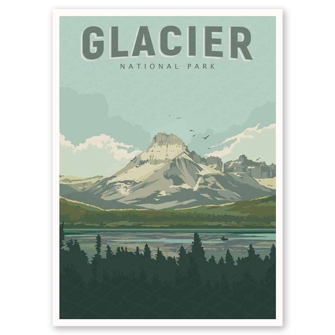 xtvin Glacier National Park Posters Vintage Wall Art Print Decor Painting Gift National Parks of the USA Home Decoration Stickers (12X18 inch)