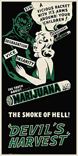 Culturenik Reefer Madness (Green) Vintage Poster Style Weed Marijuana Pot Novelty Drug Smoking Humor Print Poster (Unframed 12 x 24 Print)