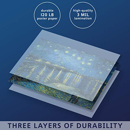 Starry Night Over The Rhone by Vincent Van Gogh - Laminated Fine Art Poster - Wall Art Painting Print - 18 x 24\