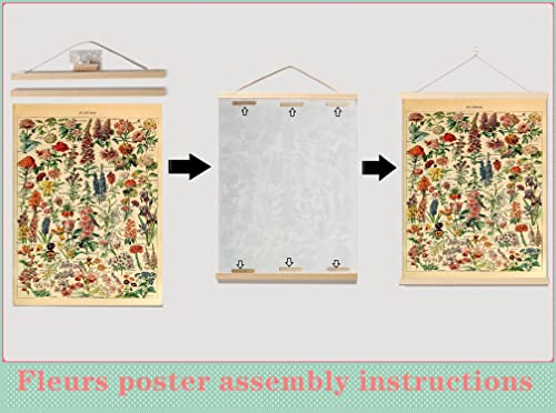 Armindou Vintage Flowers Poster Prints, Cottagecore Plant Floral Reference Chart Canvas Art Wall Decor, Rustic Botanical Fleurs Hanging Posters for Bedroom Room Aesthetic Decors Frame,16 x 22 Inches