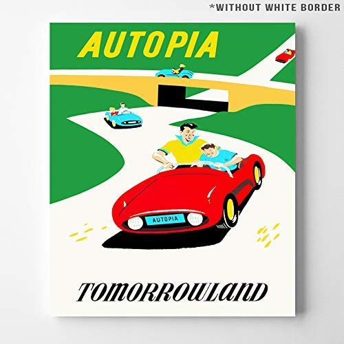 Disneyland Autopia Tomorrowland Wall Art Poster Home Decor Print Vintage Artwork Reproduction - Unframed