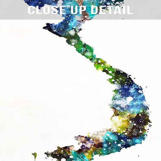 Vietnam Watercolor Map Wall Art Poster Home Decor Print Watercolour Artwork - Unframed