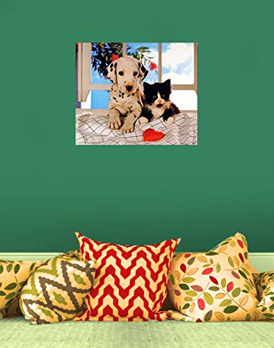 Friends Forever Dalmatian Dog and Cat Kids Room Animal Wall Decor Art Print Poster (16x20)