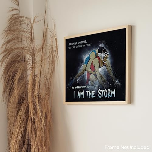 I Am The Storm Motivational Wrestling Poster Wall Art Quotes Print Home Boys Room Gift Classroom Decor 11X14 Inches Unframed