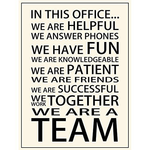 Motivational Motto In This Office We Are Helpful We Answer Phones We Have Fun We Are Friends We Are A Team Posters Prints Office Teamwork Wall Art Decor (17.72'' x 23.62'')