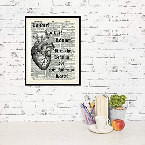 Edgar Allan Poe Tell Tale Heart Art Print Poster on Ephemera Dictionary Page Reproduction Background Unframed (8 x 10")