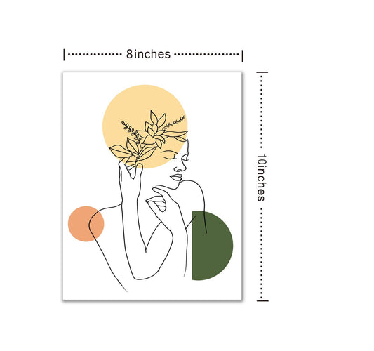Minimalist Line Art Drawing Aesthetic Poster Abstract Sketch Women Line Art Prints Floral Apartment Decor for Women, Fashion Beauty Flower Drawing 8x10 inches UNFRAMED