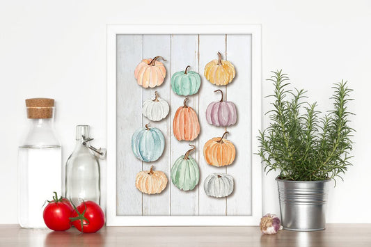 Gubrandin Watercolor Fall Wall Art Colorful Pumpkins Print Farmhouse Halloween Decorations Living Room Thanksgiving Harvest Gift Rustic Country Poster For farm (8x10 inch,Set of 4,Unframed)