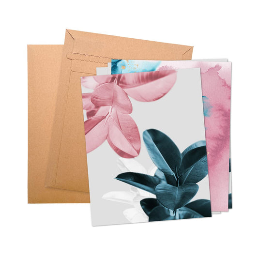 BARATIE Botanical Wall Art Prints Set of 4 Bathroom Decor Wall Art Indigo Blue Plants Rubber Leaves Posters Pink Watercolor Boho Leaf Wall Decor for Bedroom (8"x10" UNFRAMED, Indigo Blue)
