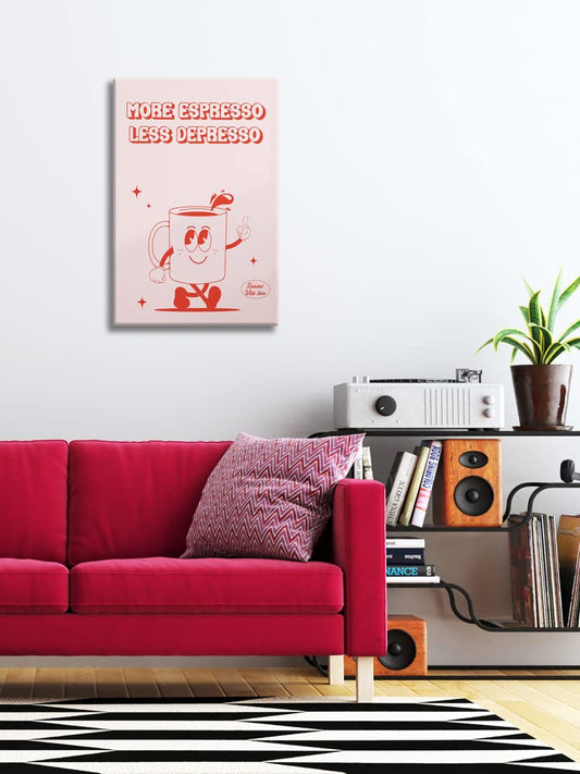 Cute Vintage Coffee Cup Posters for Room Aesthetic Retro Pink Quotes More Expresso Canvas Wall Art Prints Painting Funny Coffee Art Wall Decor Pictures for Kitchen Dining Room Bar 12x16in Unframed