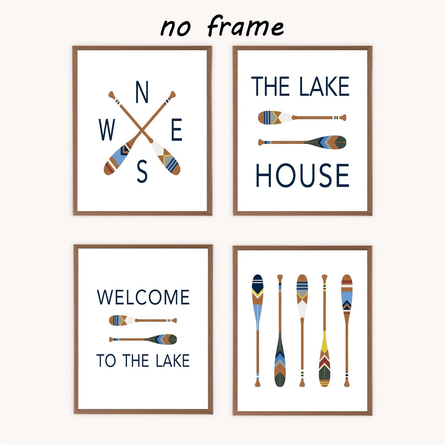 VNWEK Lake House Decor,Lake Themed Decor,Lake Wall Art,Lake House Decor For The Home,Welcome To The Lake House Wall Art Poster Prints Unframed 8”x10”Set Of 4