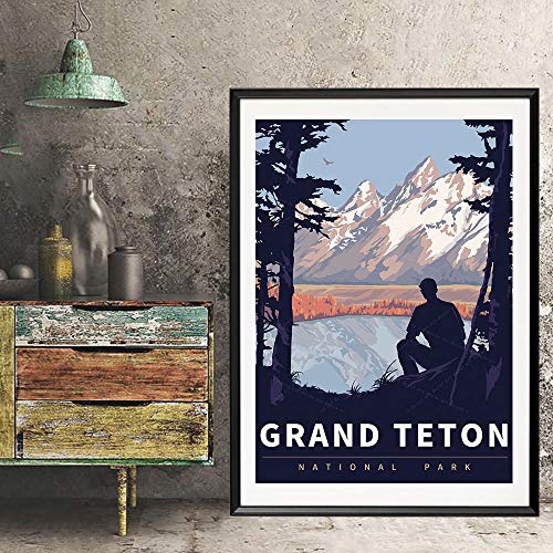 HCHANA Wyoming Grand Teton National Park America Vintage Travel Poster Art Print Painting Home Decoration Gift