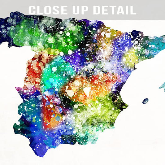 Spain Watercolor Map Wall Art Poster Home Decor Print Watercolour Artwork - Unframed