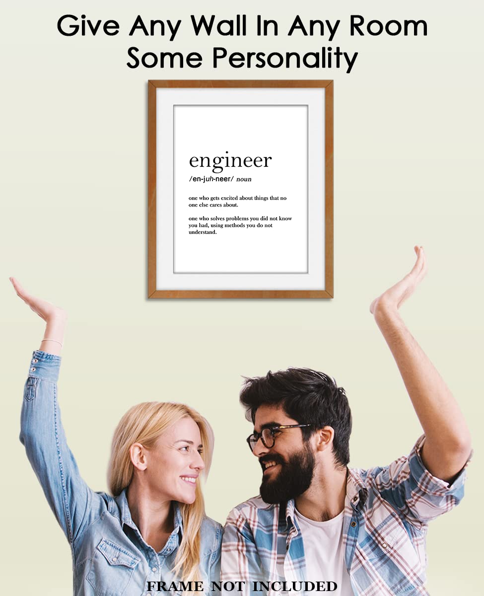 Engineer Funny Definition: 8x10 Unframed Chic, Boho & Modern Typography Wall Art Poster Print for Office, Classroom, Dorm & Bedroom Decor - Creative Gift Idea for Engineers & Engineering Students