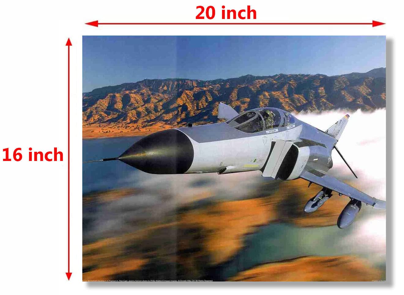 Fighter Aviation Wall Decor Military MD F-4 Phantom II Flying Jet Aircraft Picture Art Print Poster (16x20)