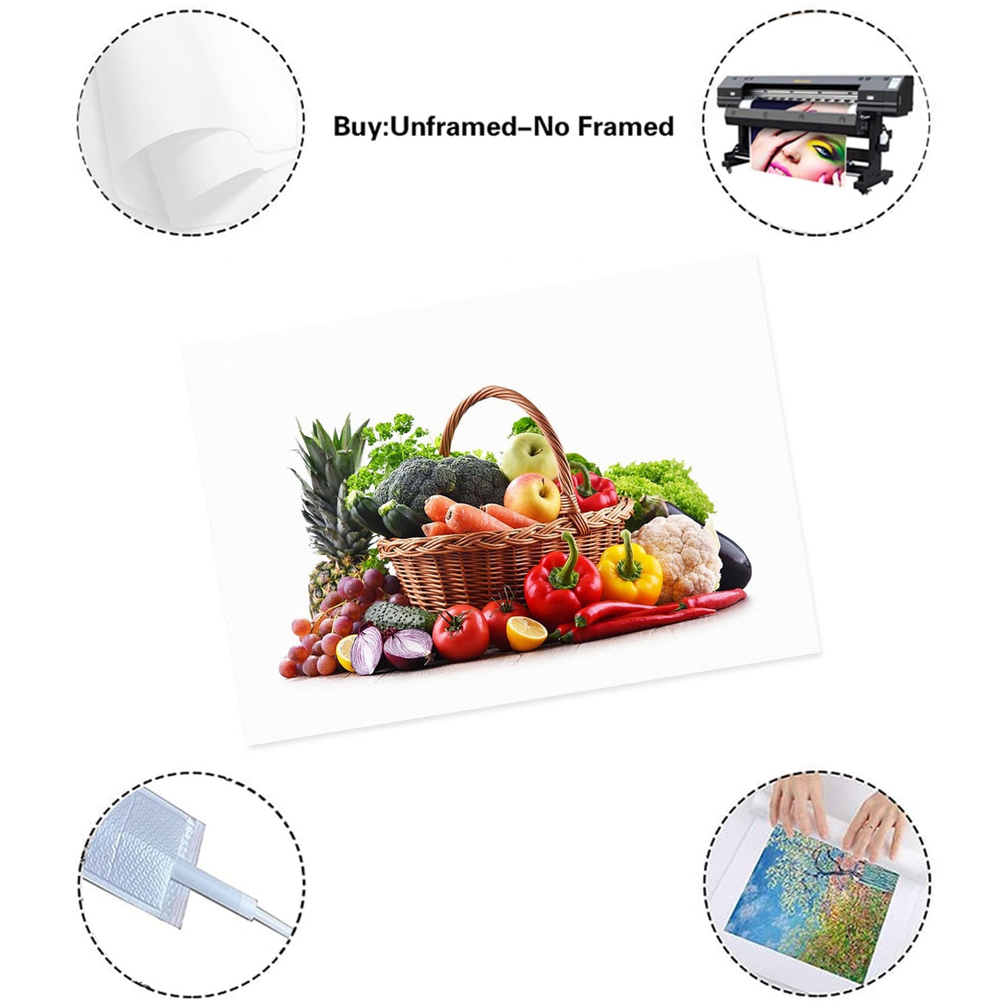 XOPNGRYN Kitchen Theme Vegetables and Fruits Posters and Prints Canvas Paintings Wall Art Picture for Living Room Decor (Unframed-No Framed,8x12inch)