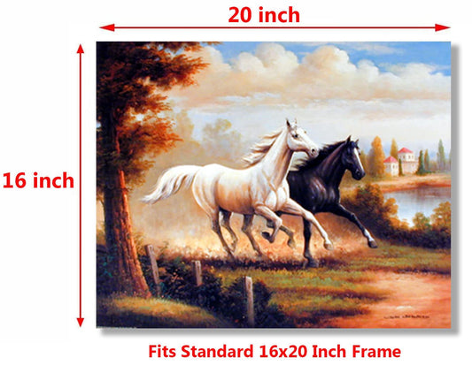 Wild Stallion Horses Running Western Wall Decor Art Print Poster (16x20)