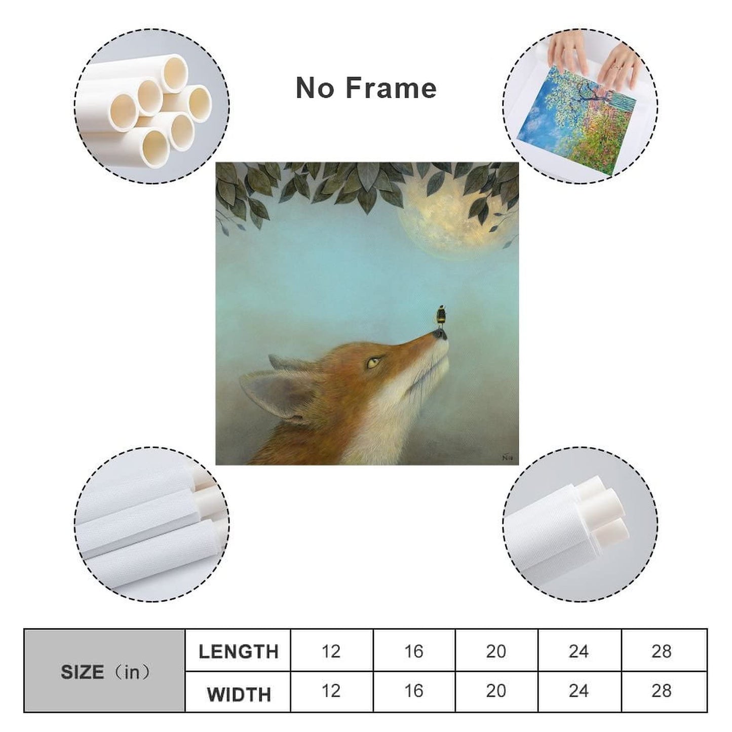 Wall Art Woodland Nursery Animals Fox Bees Nordic Posters And Printed Wall Paintings Canvas Painting Posters And Prints Wall Art Pictures for Living Room Bedroom Decor 12x12inch(30x30cm) Unframe-styl