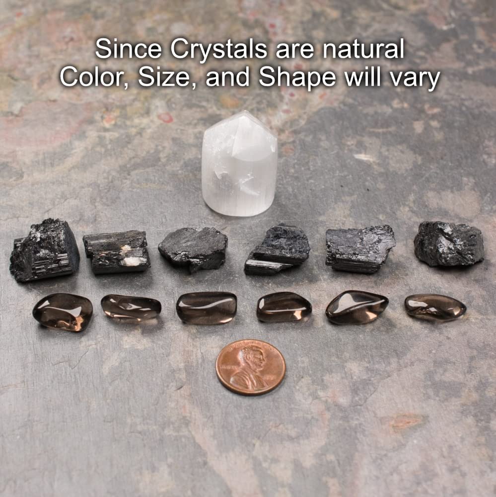 Home Protection Mini Crystal Grid Set with Selenite, Black Tourmaline, and Smoky Quartz