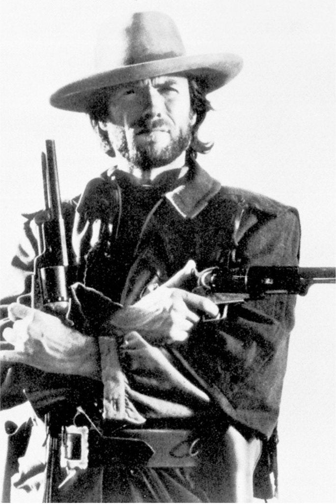Buyartforless Clint Eastwood Guns Movie Still 36x24 Art Print Poster Black and White Photograph Western Cowboy