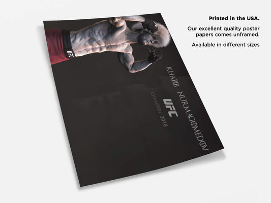 Khabib Nurmagomedov Poster Wall Art for Home Boxer in Papakha Interior Decor Prints 8" x 12"